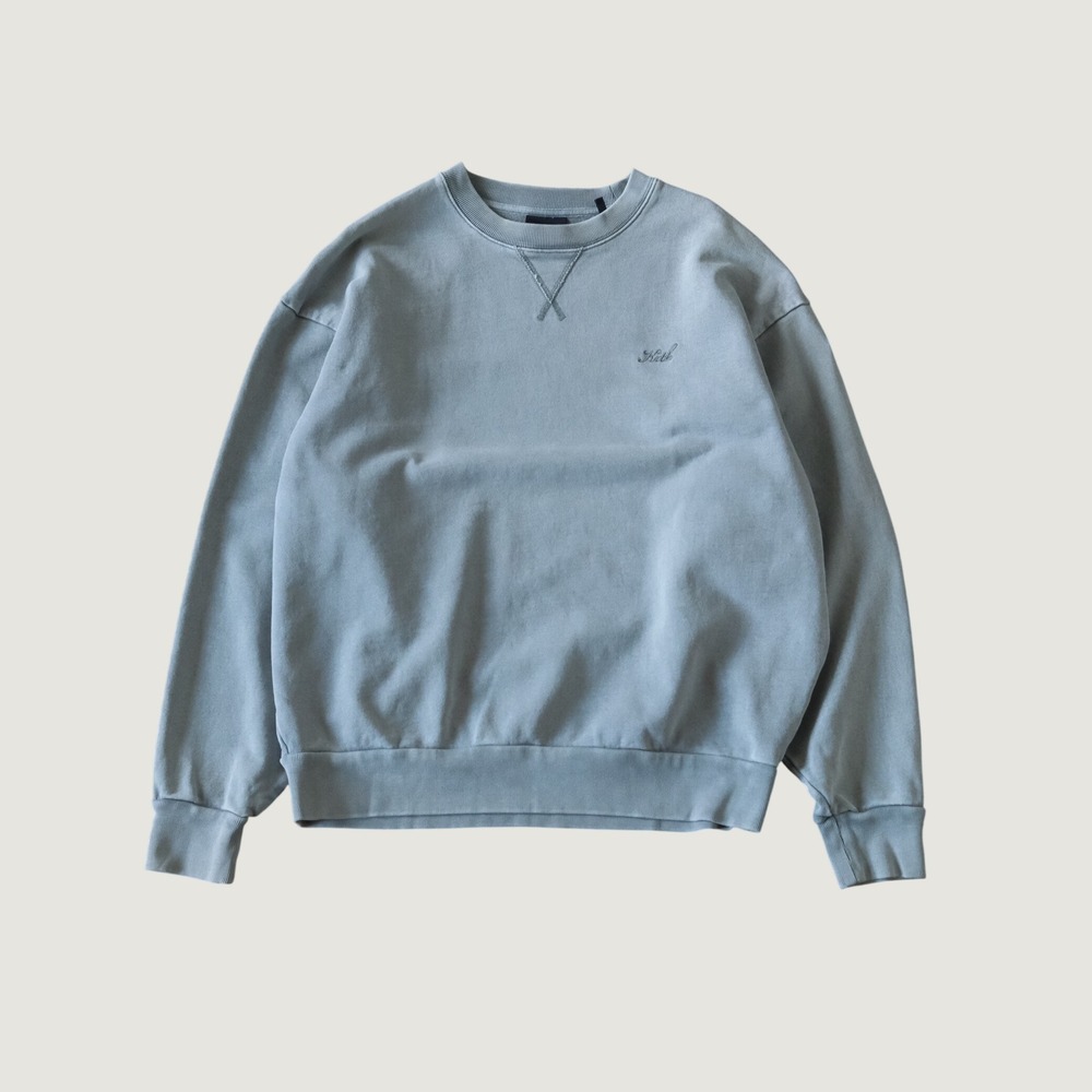 Kith Sweatshirt Relaxed Fit Grey Embroidered Script Logo Size L Streetwear Men